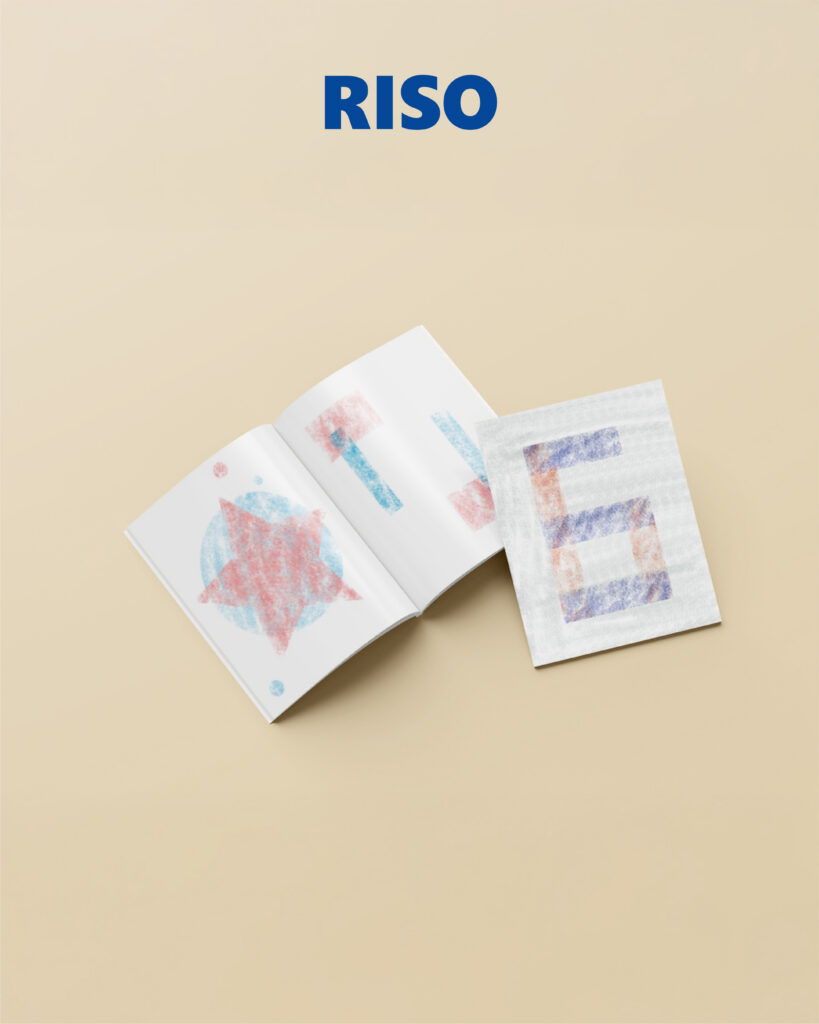 Cover and spread of the sixth booklet from “9 Quotes, 9 Styles” using RISO printing style