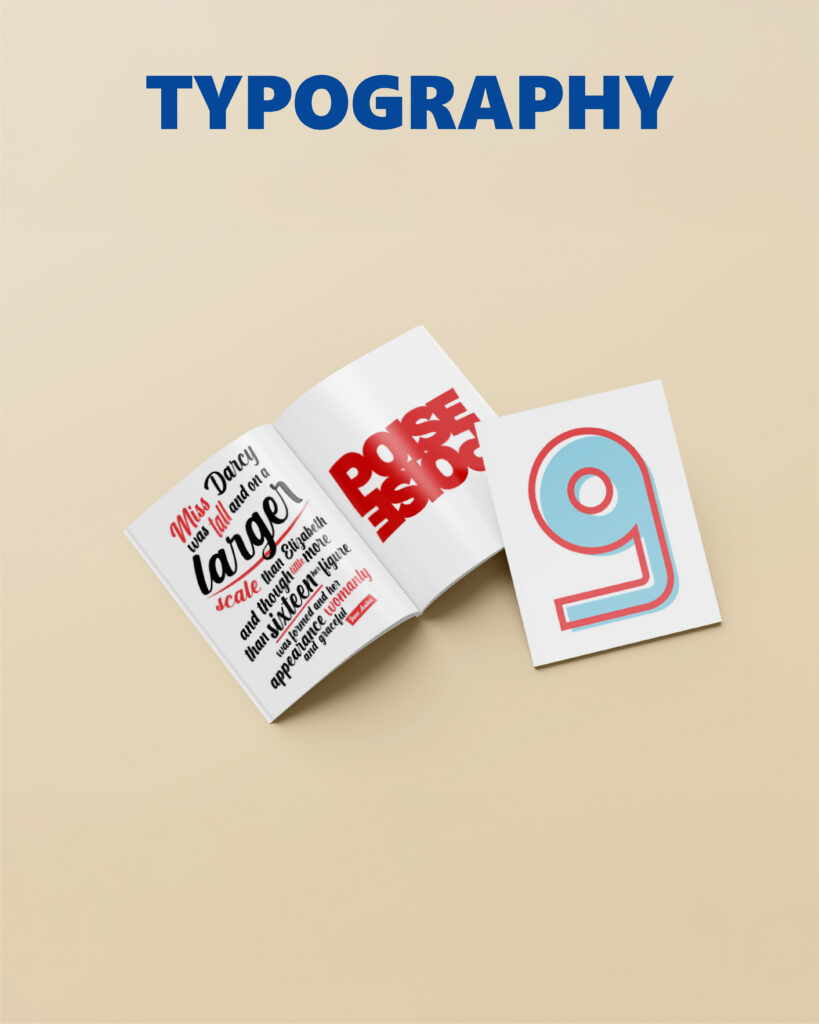 Cover and spread of the ninth booklet from “9 Quotes, 9 Styles” in Typographic style