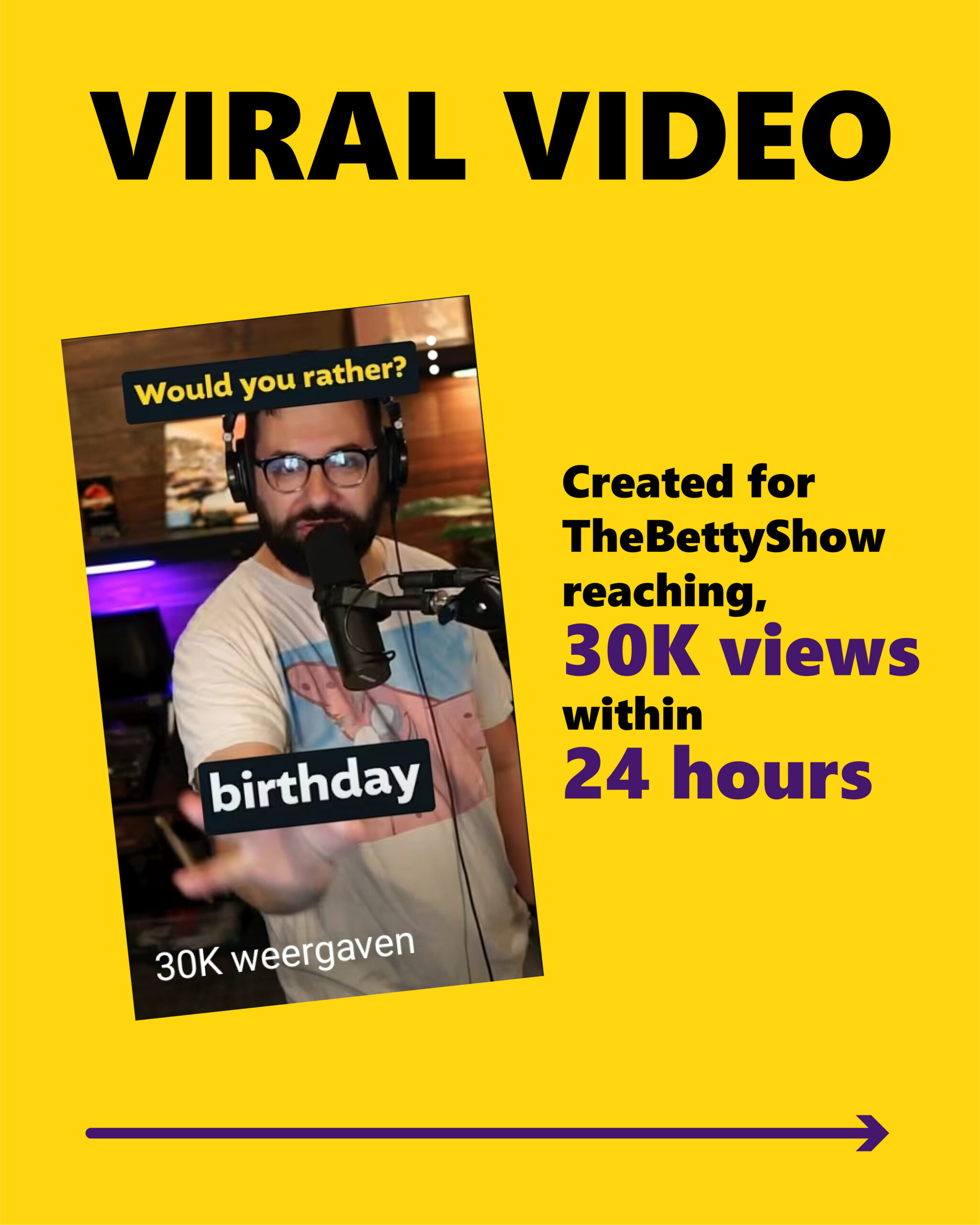 Thumbnail of viral TheBettyShow video with 30,000 views achieved within 24 hours