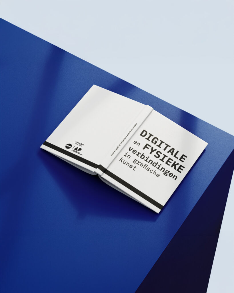 Open graphic paper book showing both front and back covers