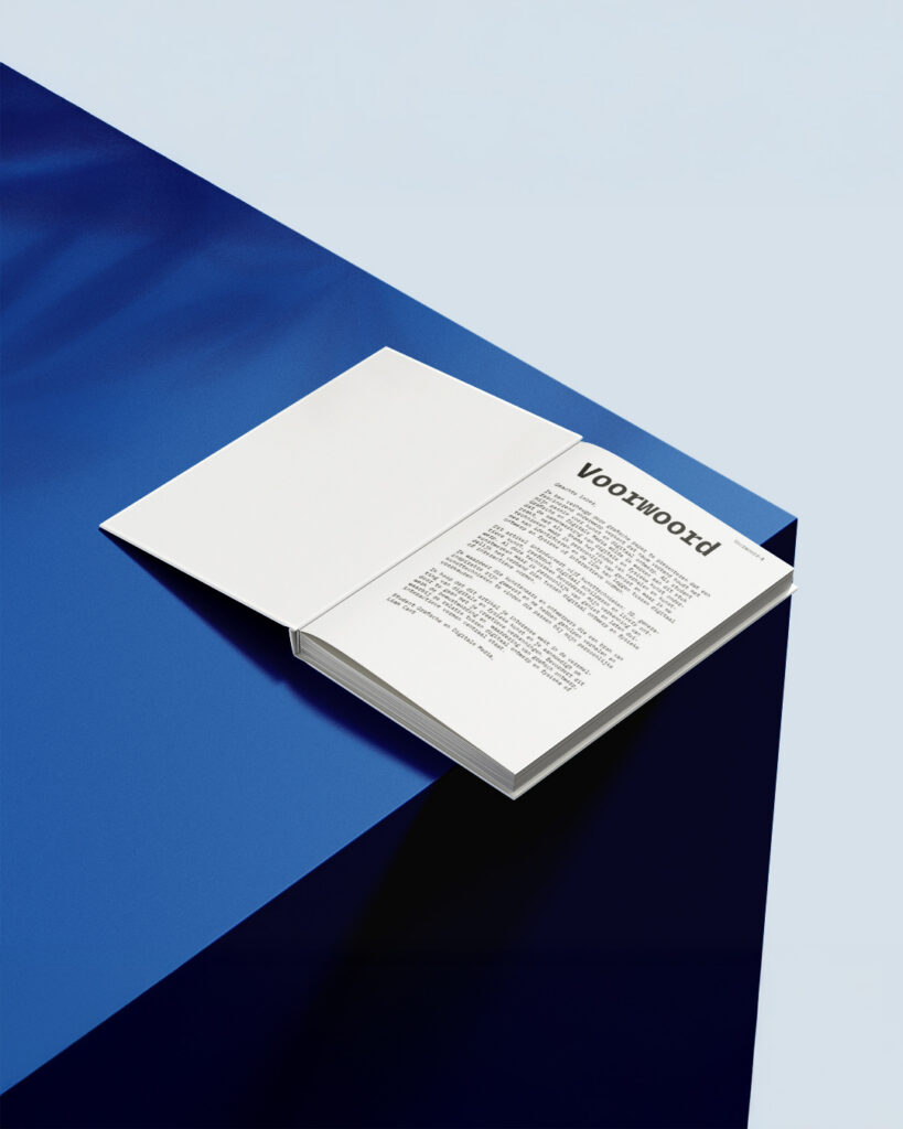 Graphic paper open to the foreword intro in black-and-white design
