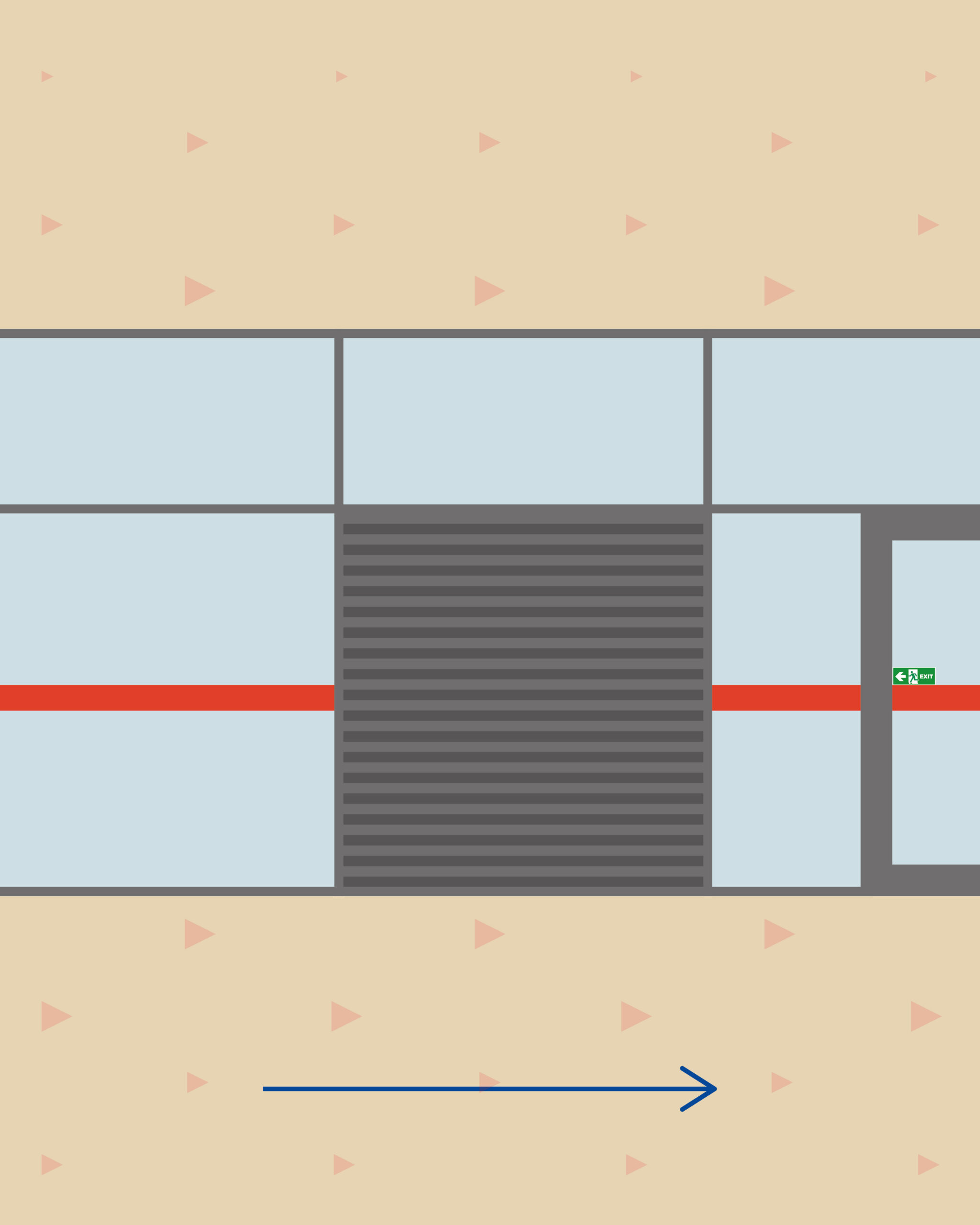 Section of the AP University College window sticker showing only the continuous red line across campus windows, without students or information text