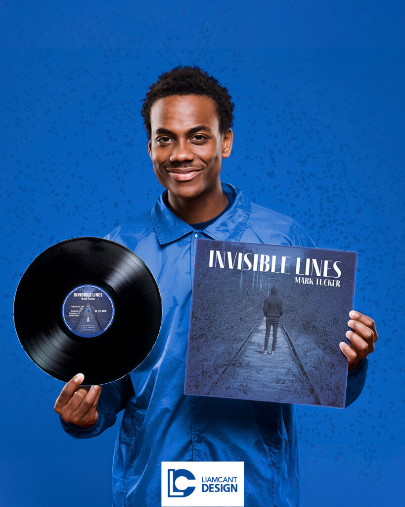 First vinyl design for Invisible Lines album by Mark Tucker, featuring photographic cover and vinyl record