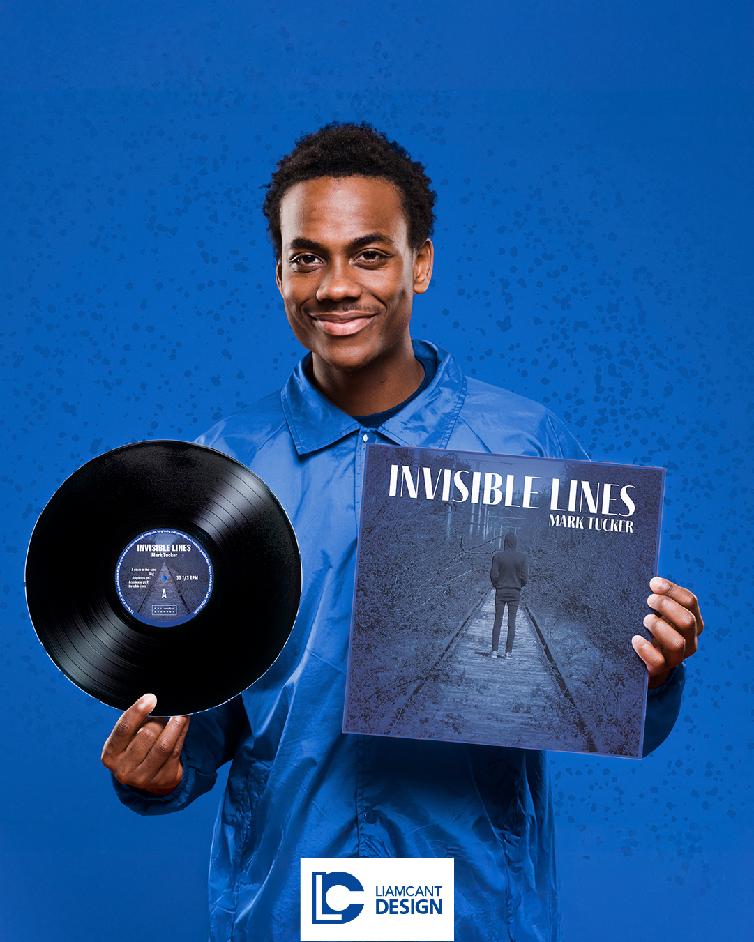 First vinyl design for Invisible Lines album by Mark Tucker, featuring photographic cover and vinyl record
