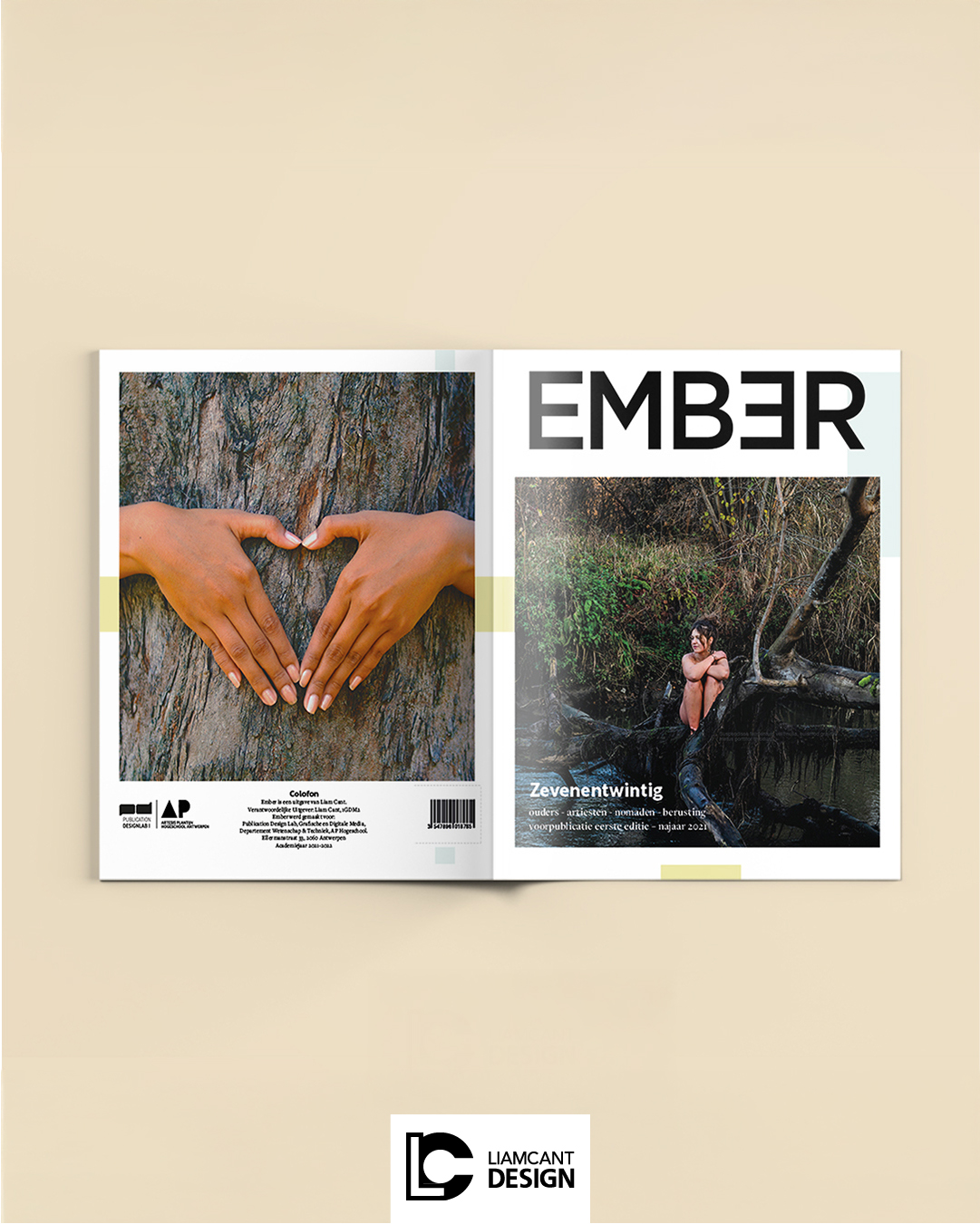 Open cover of Ember Magazine showing both front and back in portfolio thumbnail